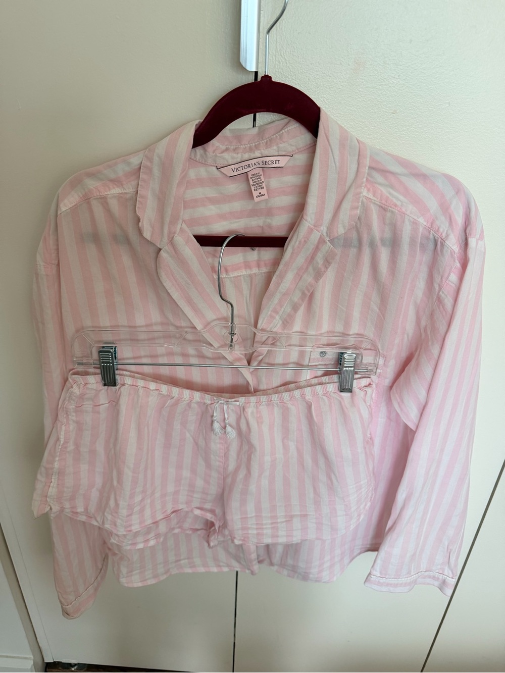 Victoria's Secret Pink and White Striped Two-Piece Sleep Set